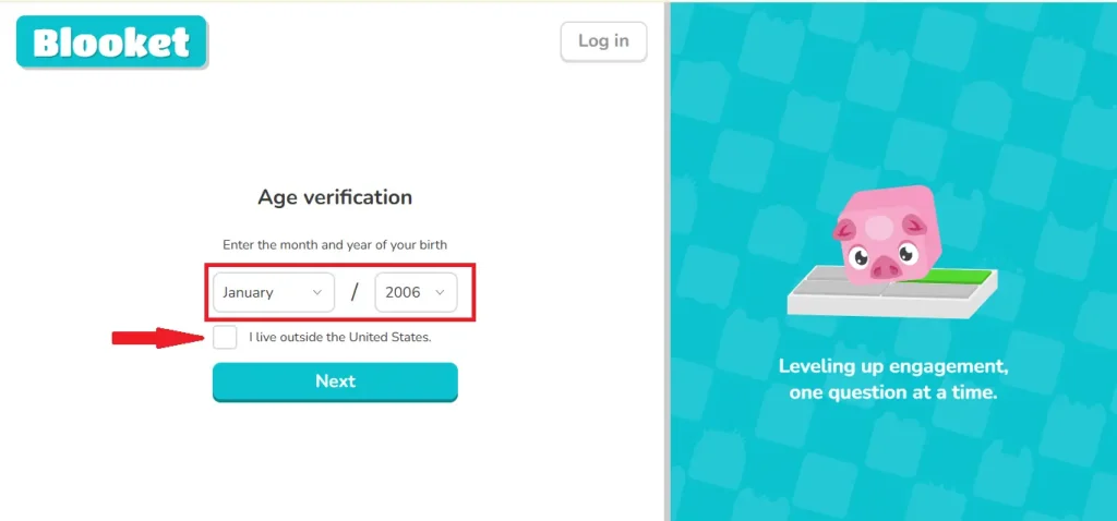 Confirm your age and tick if you live in US