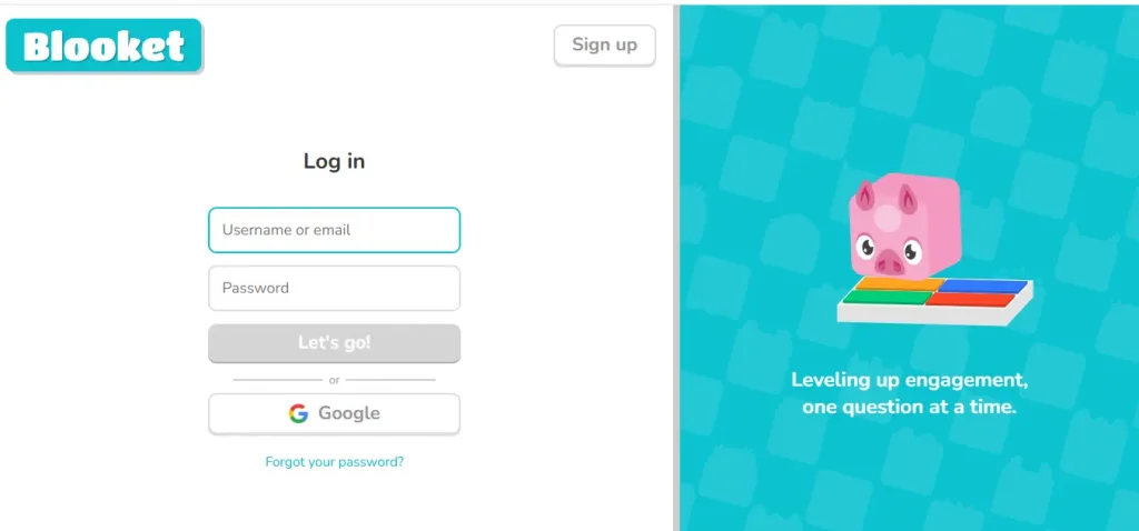 use the sign up or login to join blooket